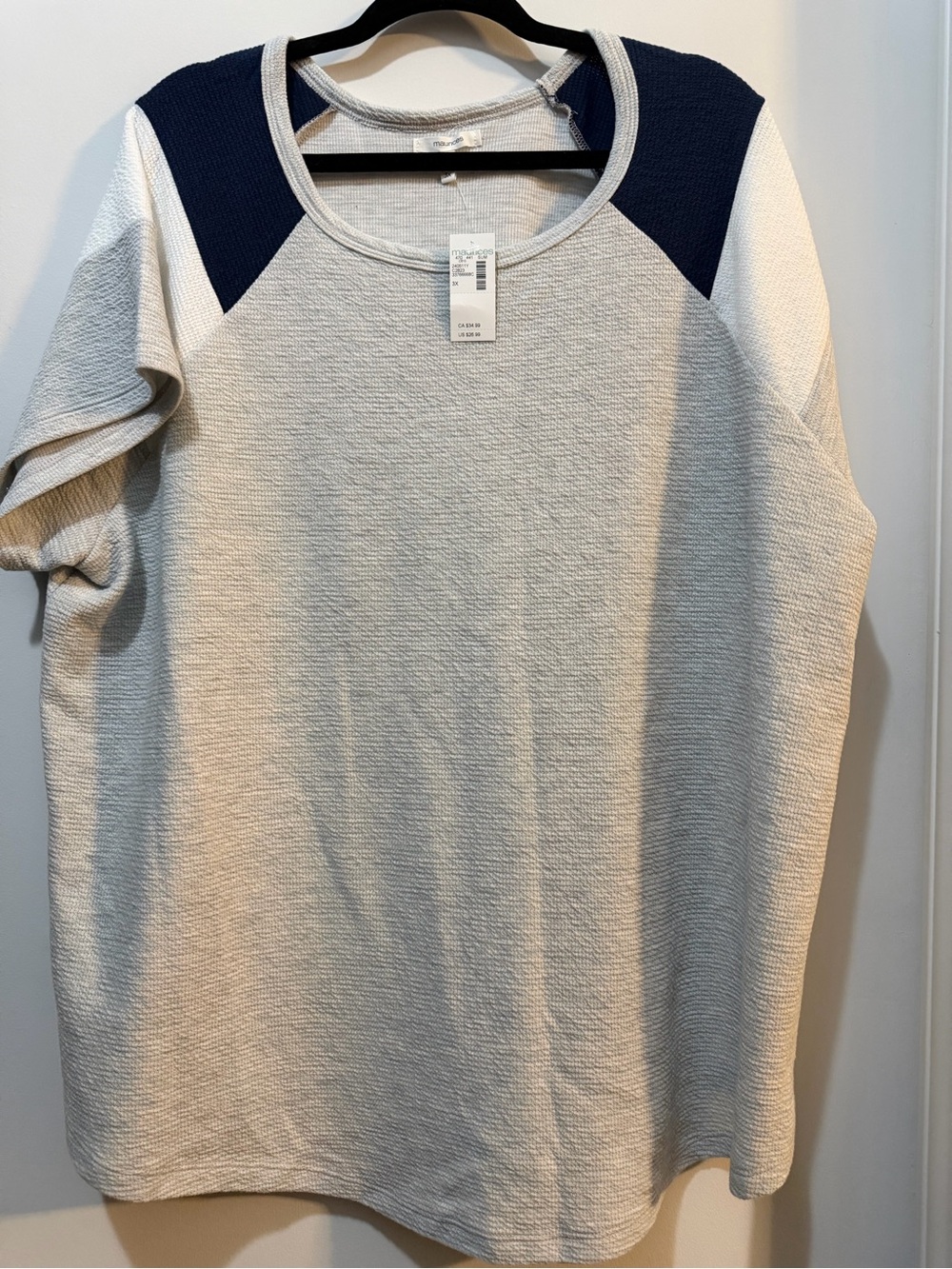 Maurices Light Gray and Navy Crewneck block sleeve